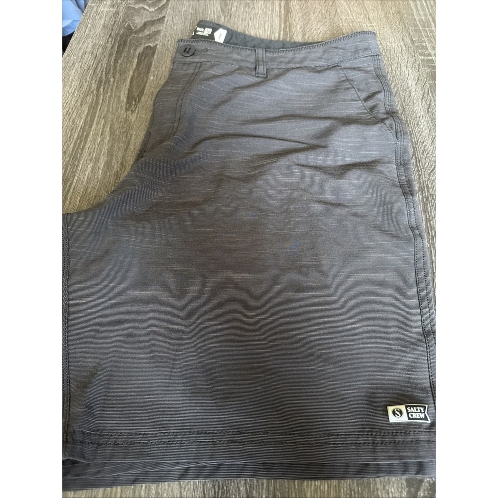 Salty Crew Mens Hybrid Walk Shorts Charcoal Grey Stripe Size 38 Stretch Fishing